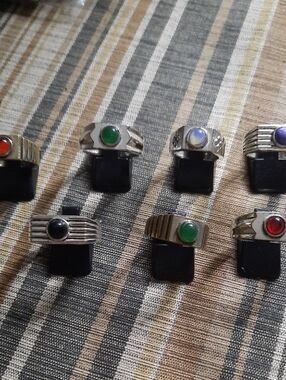Men's Silver-Tone Ring with Green Stone - Bold Statement Band~ $15 Each